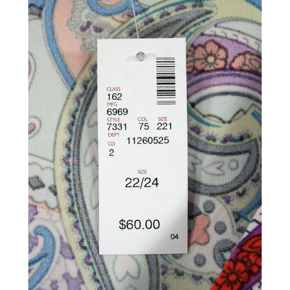 NEW Avenue 22/24 Paisley Dress Handkerchief Hem Elbow Length Sleeves V-Neck NWT - Picture 11 of 14